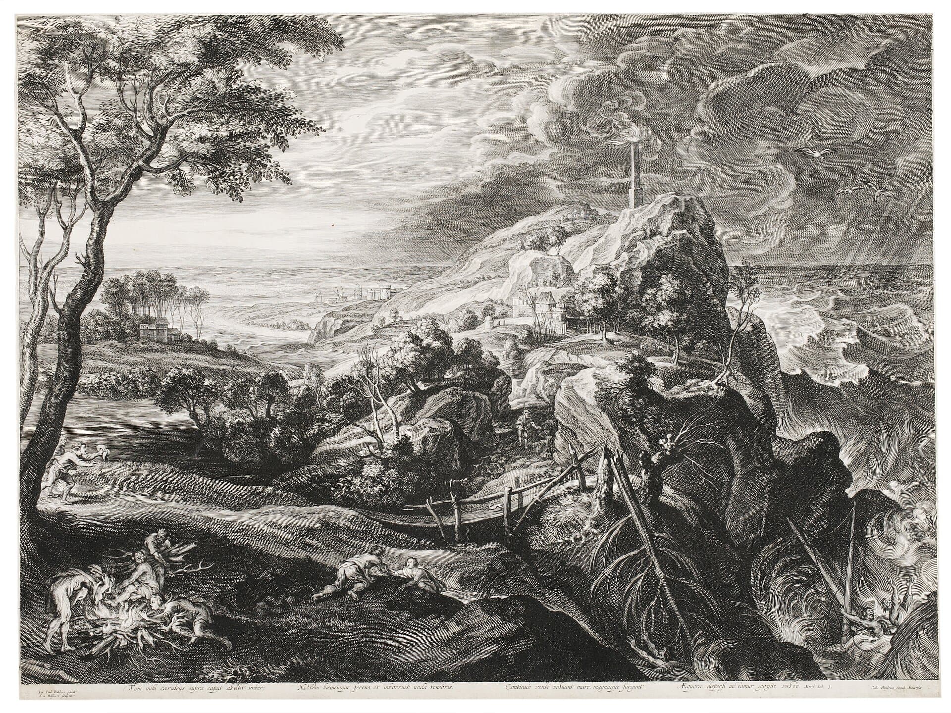 Object: RS 566, Gilles Hendricks (1632 - 1677), Peter Paul Rubens (1577 - 1640), Schelte à Bolswert  (1581 - 1659), Schiffbruch des Aeneas, circa 1638