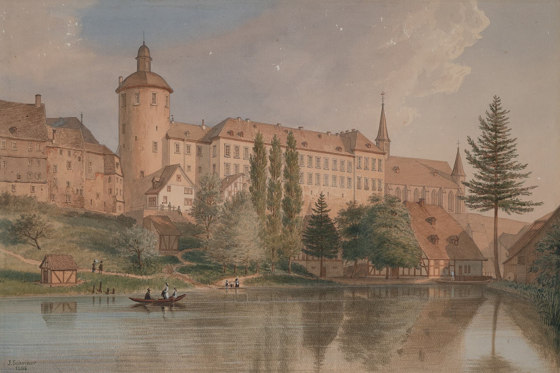 Object: S 61, Jakob Scheiner (1820 - 1911), Siegen: Unteres Schloss mit Mühlenweiher